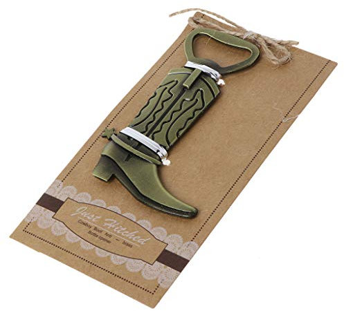 Just Hitched Cowboy Boot Bottle Opener Western Birthday Wedding Favor Party