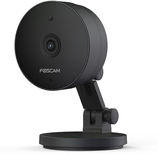 Foscam C5M 3K 5 MP Dualband WLAN Überwachungskamera mit Nachtsicht bis zu 8 Meter, Zwei-Wege-Audio, Geräusch- und Bewegungserkennung, H.264+/H.264-Videokomprimierung (schwarz)