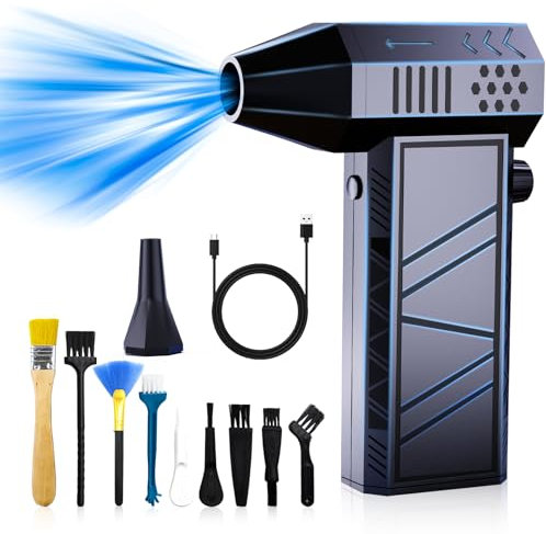 Electric Air Duster, Elektrische Staubgebläse-130,000 U/min Super Power Mini Gebläse, Stufenloses Getriebe Turbo Fan, Cordless Staubgebläse für Computer, Tastatur, Outdoor, Haus und Auto