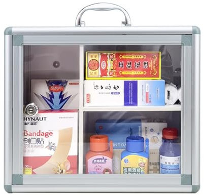 Medizinschrank mit Wandhalterung, verschließbar, mit Schlüssel, 34 x 13 x 29 cm, tragbare Medikamentenbox