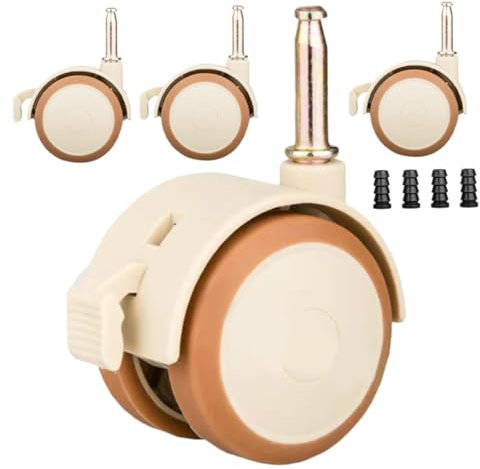 PRETYZOOM 4 Stück Gummi Doppelrad Lenkrollen mit Bremse für Babybett Geräuscharm Universelle Montagebuchse Robuste Möbelrollen für Kinderbett Wohnzimmer Büro