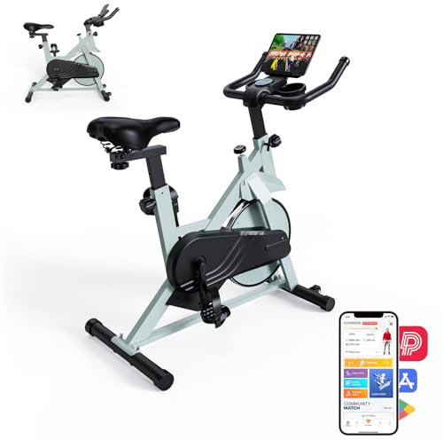 Lacuffy Exercise Bike Indoor Bike with LCD Display Magnetic Stationary Bike Durable Ultra-Quiet 136 kg Max Load Exercise Equipment with App for Home Use