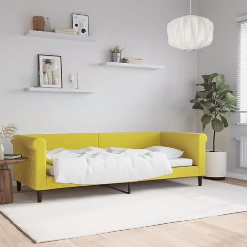 LAPOOH Tagesbett Gelb 80x200 cm Samt, Schlafsofa, Daybed, Bettsofa, Sofa Bed, Sofabett, Schlafcouch, Jugendbett, Bettgestell, Bettcouch - 354242