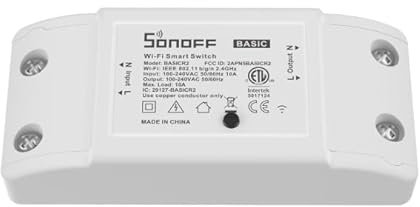 Sonoff BASICR2, interruttore intelligente per la luce WiFi, 10 A, 2200 W, interruttore relè intelligente per automazione domestica, modulo wireless fai da te, funziona con Alexa e Google Home,