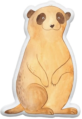 Mr. & Mrs. Panda plüschfigur Erdmännchen 25 cm - Geschenk, Kuschelkissen, Stofftier, Weltreise, Traveling, Kuscheltier, Kissen, Afrika, Spruch, Reisen, Dekokissen