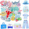 Calkkrer 22 Stück Set Süße Qualle und Wal Bügelflicken, Marine Cartoon Stickerei Aufnäher, sommerliche Dekoration für Kleidung, Jacken, Jeans, Taschen, Hüte, Schuhe