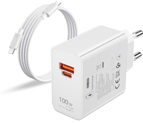 100W Supercharge Chargeur Rapide et 2M 6A Câble USB C pour Honor 200 Pro 200 Lite Magic7 5 6, 2 Ports PD Chargeur Rapide USB per Honor 90 Smart X6b X7b 70 Lite X8a X7a X6a X8b X7b Magic V2 V3 Pad 9