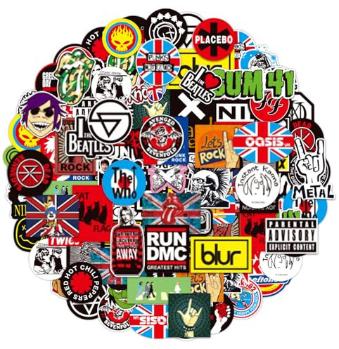 100Pcs Music Rock Stickers, Vinyl Waterproof Decals, Rock Band Graffiti Sticker Fashion Hip Hop Stickers for Luggage, Notebooks, Scooters, Mobile Phones