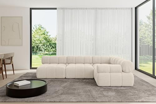 ALTDECOR Modulares Sofa Ecksofa in L-Form Corner modular Sofa Eckcouch Couch Wohnlandschaft Cauchsofa Polstersofa Mende-L2-285x190x70 cm Beige