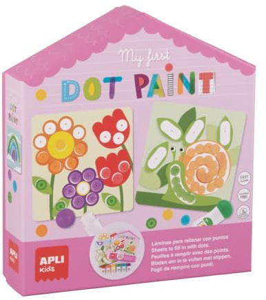 APLI Kids 20276 - My First Dot Paint - Juego Creativo de Manualidades DIY con láminas ilustradas a completar con Dot Markers