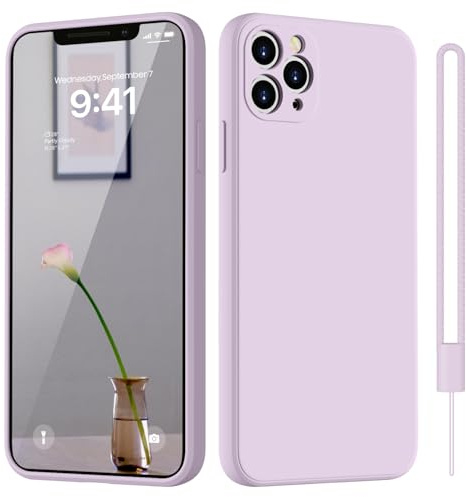 HGH für iPhone 11 Pro Max Hülle Silikon mit Lanyard, Lila | Handyhülle für iPhone 11 Pro Max Dünn Rundumschutz mit Microfiber-Innenfutter Kratzfest Schutzhülle Case 6.5