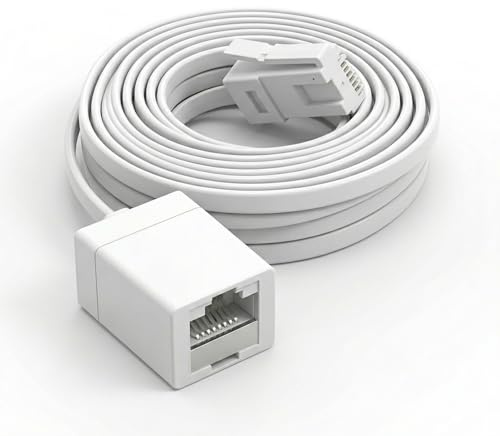 FWYDRJZC BT Telephone Extension Cable 5M, 6P4C Male to Female Phone Line Extension Cable, Straight Through Landline Phone Cord for UK Home Office Fax Modem Router