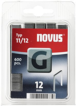 Novus Flachdrahtklammern 12 mm Länge, für Hammertacker, 600 Tacker-Klammern vom Typ G 11/12, aus verzinktem Stahldraht