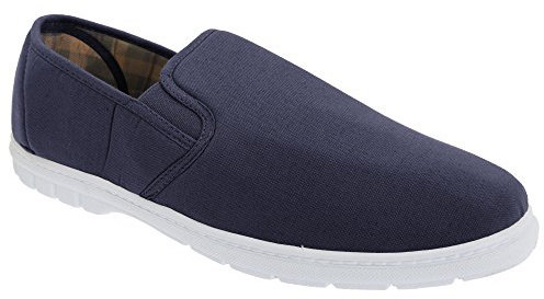 Scimitar Mens Twin Gusset Slip On Casual Textile Shoes (11 UK) (Navy Blue Denim)