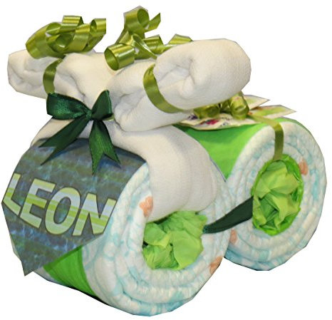 Windeltorte | MINI-Windelmotorrad (grün) | Windelgeschenk neutral