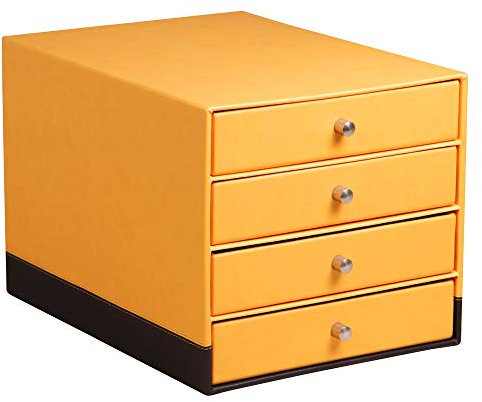 Rhodia 118860C Schubladenbox (mit 4 Schubladen, 24,8 x 32,7 x 22,8 cm, aus italienischem Kunstleder, ideal für Ihre Organisation, elegant und stabil) orange
