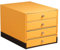 Rhodia 118860C Schubladenbox (mit 4 Schubladen, 24,8 x 32,7 x 22,8 cm, aus italienischem Kunstleder, ideal für Ihre Organisation, elegant und stabil) orange