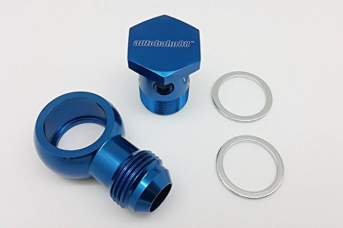 Autobahn88 Raccord banjo en aluminium anodisé pour refroidisseur d'huile – Boulon banjo M22 P1.5, banjo évasé mâle M22 à AN8, compatible Setrab (bleu)