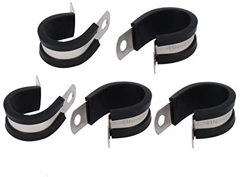 Sourcingmap 22mm Dia EPDM Rubber Lined P Clips Cable Hose Pipe Clamps Holder 5pcs
