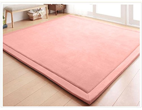 Loartee 100x200cm Kinder-Teppich, korallenrote Samt-Krabbeldecke fürs Kind