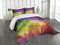 ABAKUHAUS Bunt Tagesdecke Set, Geometrieform Polygon, Set mit Kissenbezügen Waschbar, für Doppelbetten 220 x 220 cm, Lila Grün