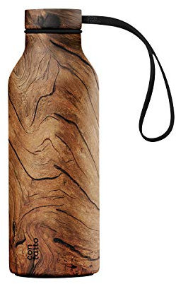 con-tatto Bottle Bottiglia termica con 3 Pareti in Acciaio e Rame - Bevande fredde per 25 ore e calde per 15 ore - Fascia e Tappo Sport Lid inclusi! (Walnut)