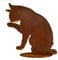 Edelrost Katze putzend auf Bodenplatte 28x28cm Garten Deko Rost Tierfigur