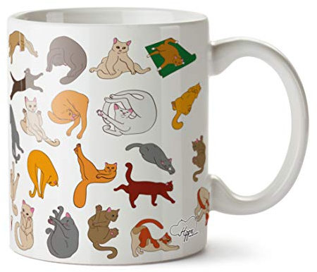 Hippowarehouse Cat Pet Yoga Printed Mug Cup Ceramic 10oz