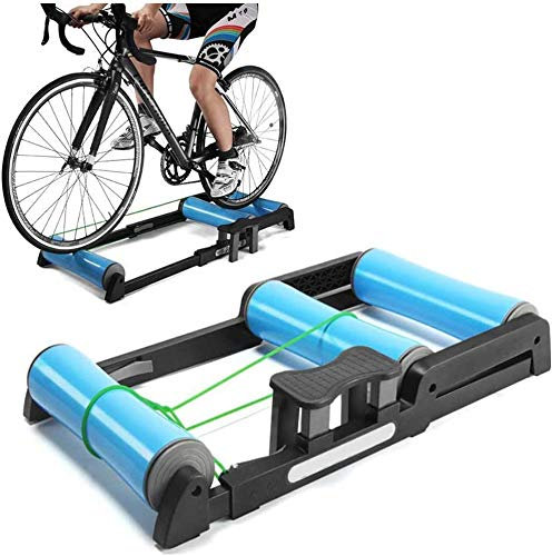 FHUILI Foldable Bike Trainer - Bike Rollers Foldable Bike Bicycle Training Bracket Trainer MTB Road Cycling Roller Bicycle Exercise Station Resistance Exercise Fitness Machine,A