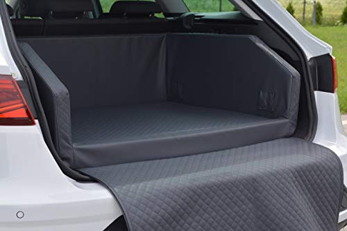 BETTEX comfort & style Autohundebett aus Kunstleder Autoschondecke Kofferraumbox Hundebett Hundebox (100x80, grau)