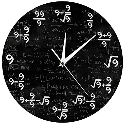 Fenteer Moderne Einzigartige 9's Formeln Mathematik Wanduhr 12 Zoll Mathematische Gleichungen Kunst Uhr Klassenzimmer Wohnzimmer Decor Geschenke