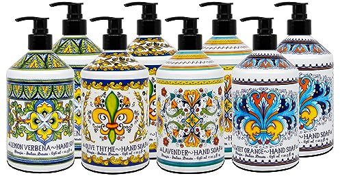 Home & Body Company Deruta de Perugia italienska handtvålsflaskor 8-pack lavendel söt orange citron verba