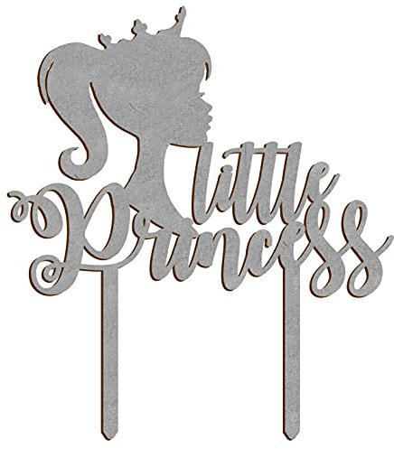 Topper Little Princess 20x20cm Geburtstag Tortendeko (Silber)