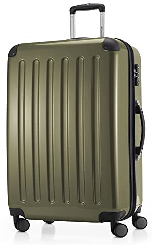 Alex - Großer Hartschalen-Koffer, TSA, 4 Doppel-Rollen, Trolley, Rollkoffer, Reisekoffer, Volumenerweiterung, 75 cm, 119 Liter, Avocado