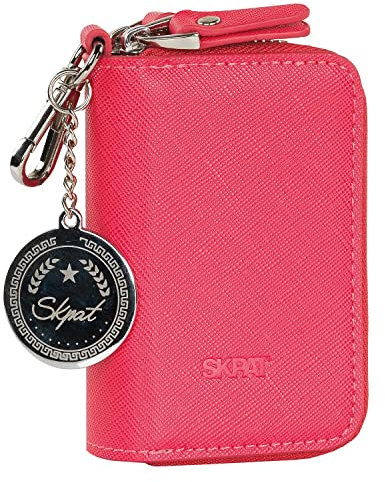 SKPAT - Porta Llaves con Cierre Cremallera para Hombre de Polipiel. Llavero Organizador Llaves con Protección Anti Escaneo RFID. Portalleves Calidad Funda Llaves, Coral