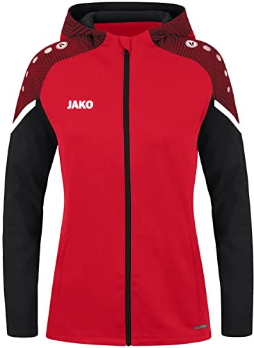 JAKO Damen Kapuzenjacke Performance, Rot/Schwarz, 42