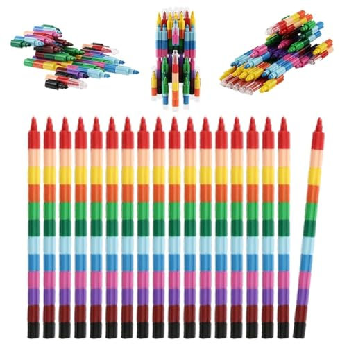 Wachsmalstifte Mitgebsel,Stapelbare Buntstifte Kinder 2 Jahre,18 Stück 12 Farben in 1 Malstifte Mitgebsel Kindergeburtstag Junge Mädchen,Geschenke für Kinder,Kindergeburtstag Party Gastgeschenke