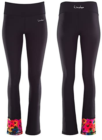 WINSHAPE Damen Functional Boot Cut Leggings BCL106, Rainbow Flowers, Slim Style, Fitness Freizeit Sport Yoga Workout, XL