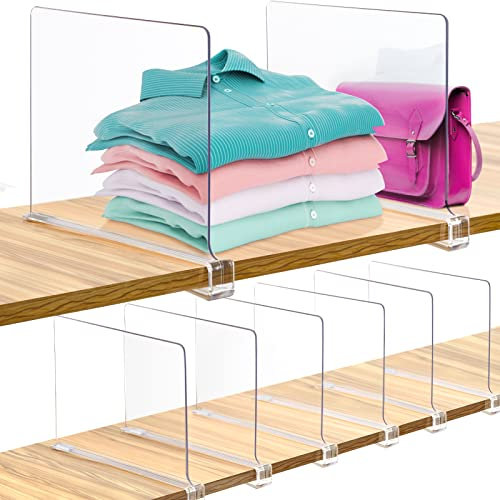 Acryl-Regalteiler, 8 Stück, transparente Regal-Trennwände, Kunststoff-Schrank-Regal-Trenner, verstellbare Holzregale, Organisation für Schlafzimmer, Küche, Büro, Schränke, Badezimmer