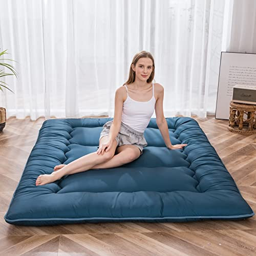 MAXYOYO Klappmatratze Futon Matratze Bodenmatratze Gepolsterte Japanische Tatami Gesteppte Bett, Dicke Faltmatratze Schlafmatte Rollmatratze Bodenliege Gästematratze (Blaustein, 135x190 cm)