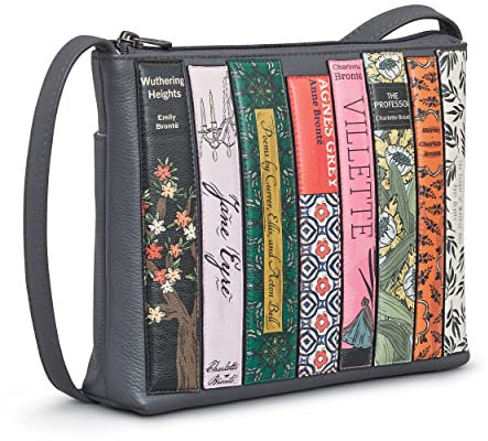 Yoshi Bronte Bookworm Cross Body Bag Handtaschen für Frauen Echtes Grau Leder Taschen Damen, grau, One Size