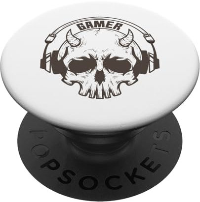 Gamer Kopf mit Hörner und Headset PopSockets mit austauschbarem PopGrip