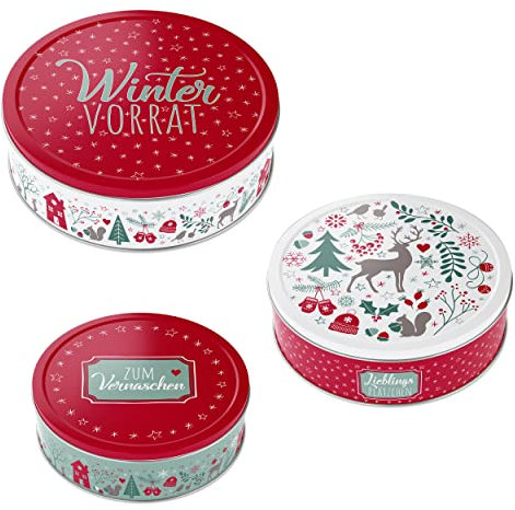 Gebäckdose 3er Set Stern Weihnachten Plätzchendose Metall Keksdose Winter Vorrat