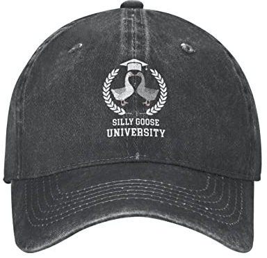 Lustiger Gänsehut, alberne Gans auf dem lockeren Hut, Herren, Baseballmütze, lustige Kappe, Silly Goose University Black, Einheitsgröße