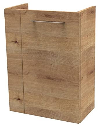 FACKELMANN Milano Waschbeckenunterschrank schmal – Unterschrank für Waschtisch im Gäste-WC (44 cm x 60 cm x 24,3 cm) – Türanschlag rechts – SBC Badezimmerschrank hängend in Braun hell