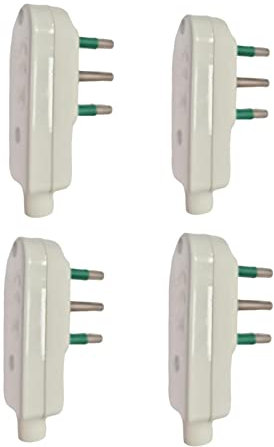 4 enchufes eléctricos para ahorrar espacio 90 ° con salida cable 90 ° enchufe 2p+t 250 V enchufe italiano plano, enchufe 10 amperios enchufe 16 amperios (ahorro de espacio 16 a grande blanca)