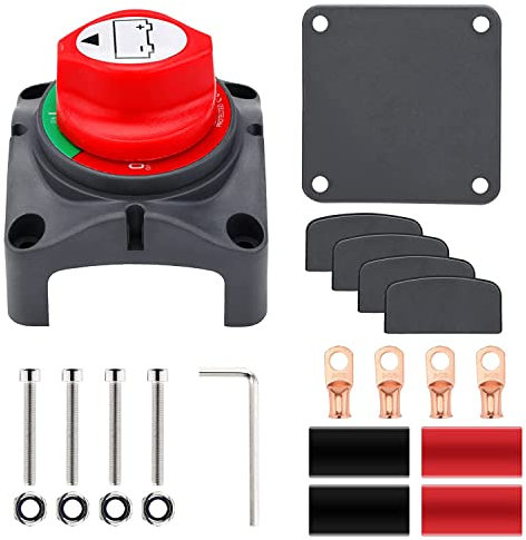 Greluma 1 Pièce Interrupteur de déconnexion de batterie, 12 V-48 V 275 A Isolateur de batterie Interrupteur principal étanche pour camping-car, VTT, voiture, marine, bateau, AUTO (marche/arrêt)