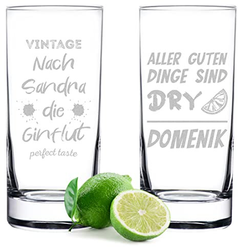 polar-effekt Gin Gläser 485 ml 2er-Set mit personalisierter Gravur - Trinkglas für Cocktails und Drinks - BPA-Frei und spülmaschinenfest - das perfekte Geschenk