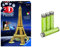 Ravensburger 3D Puzzle Eiffelturm in Paris bei Nacht 12579 - leuchtet im Dunkeln - 216 Teile - ab 10 Jahren & Amazon Basics AAA-Batterien, wiederaufladbar, vorgeladen, 4 Stück(Aussehen kann variieren)