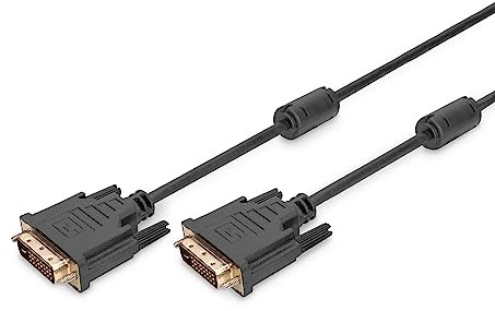DIGITUS Cable de conexión DVI, DVI(24+1), 2X ferrita M/M, 3,0m, DVI-D Dual Link, Negro